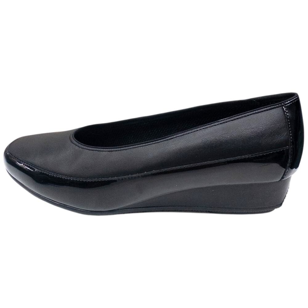 Ara Aron Wedge Flats Black Patent Women's size 10 Wide Square Toe Ballet